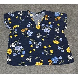 Old Navy Women's XL Pullover Floral‎ Split Neck Blouse